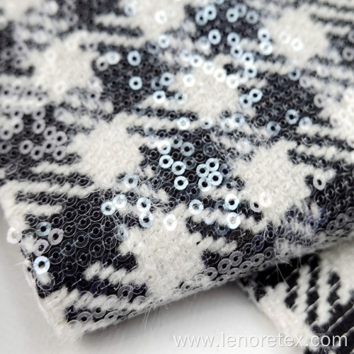 100% Polyester Woven Embroidery Metallic Sequin Tweed Fabric